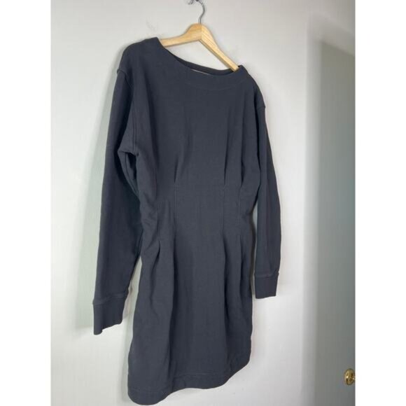 NEW Nation LTD Ronni Pullover Drop Shoulder Sweatshirt Mini Dress Black Sz Large - Picture 3 of 8